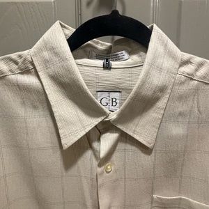 Geoffrey Beene cotton/rayon blend window pane button down (XL)